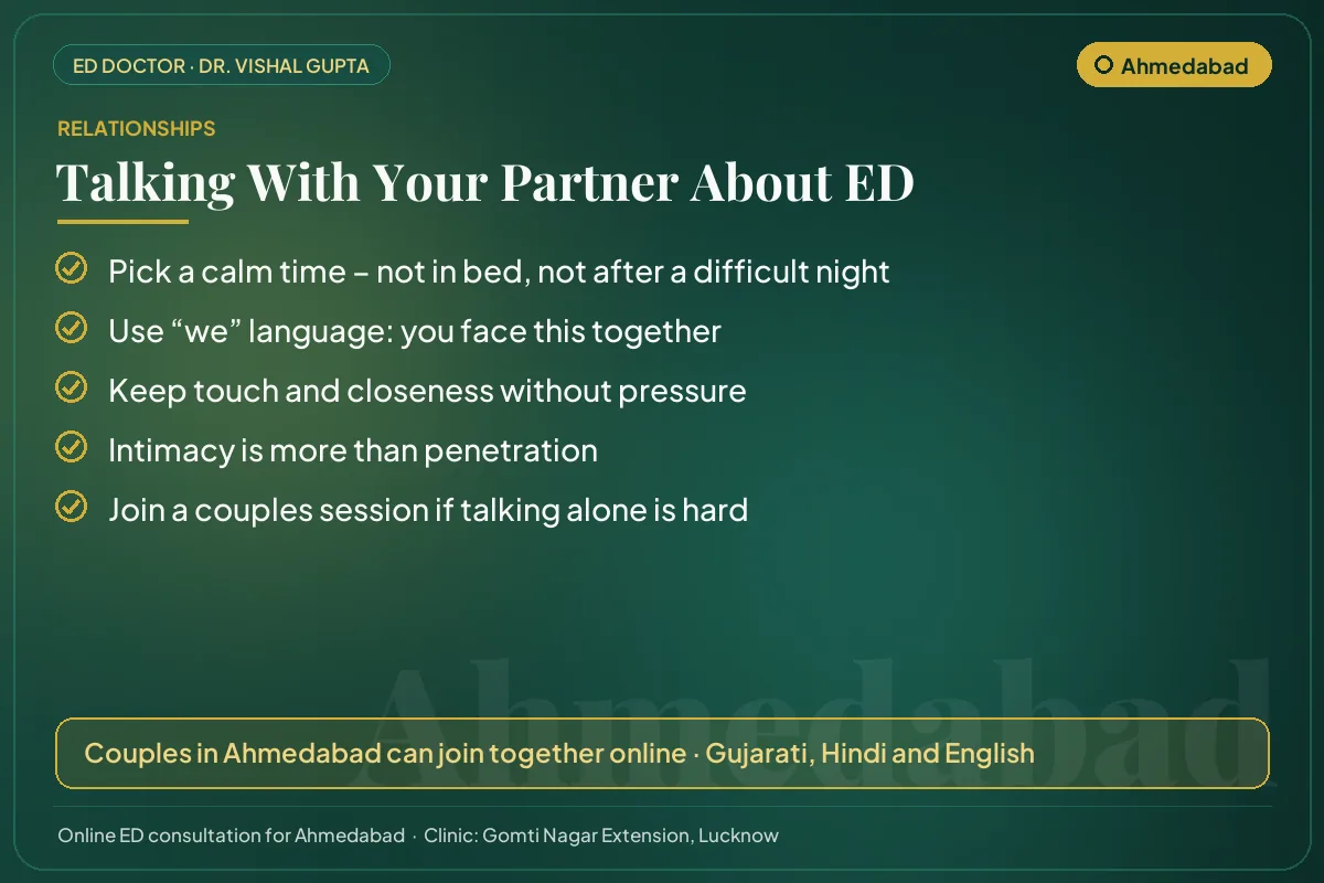 Five tips for couples in Ahmedabad on talking openly about erectile dysfunction