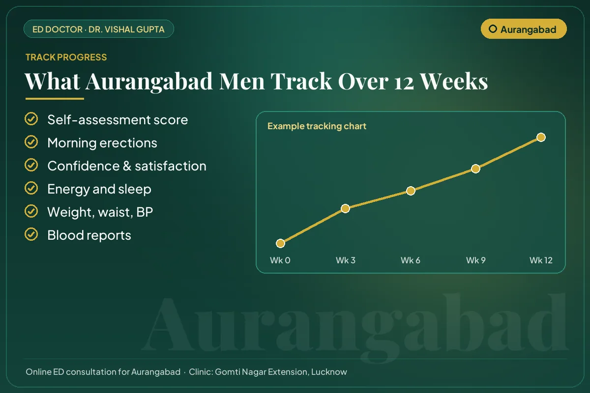 Example 12-week progress chart and the markers Aurangabad patients track for erectile health