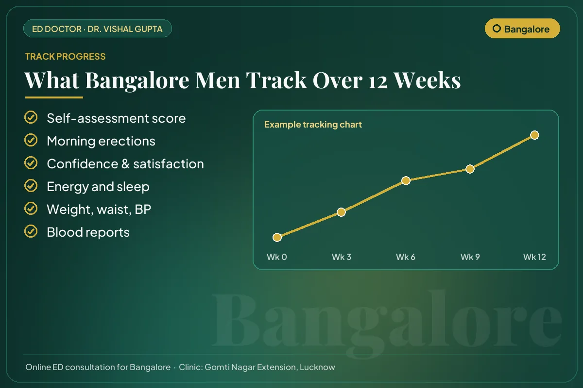 Example 12-week progress chart and the markers Bangalore patients track for erectile health