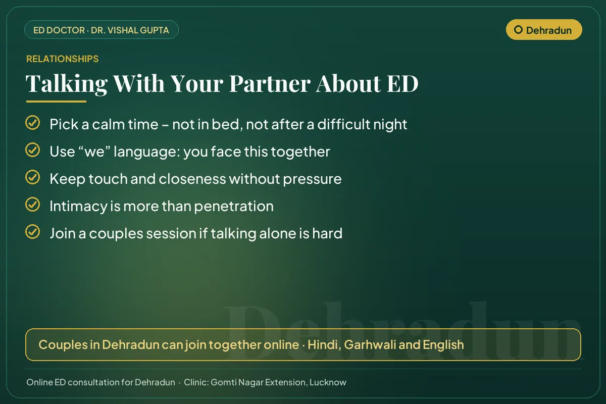 Five tips for couples in Dehradun on talking openly about erectile dysfunction
