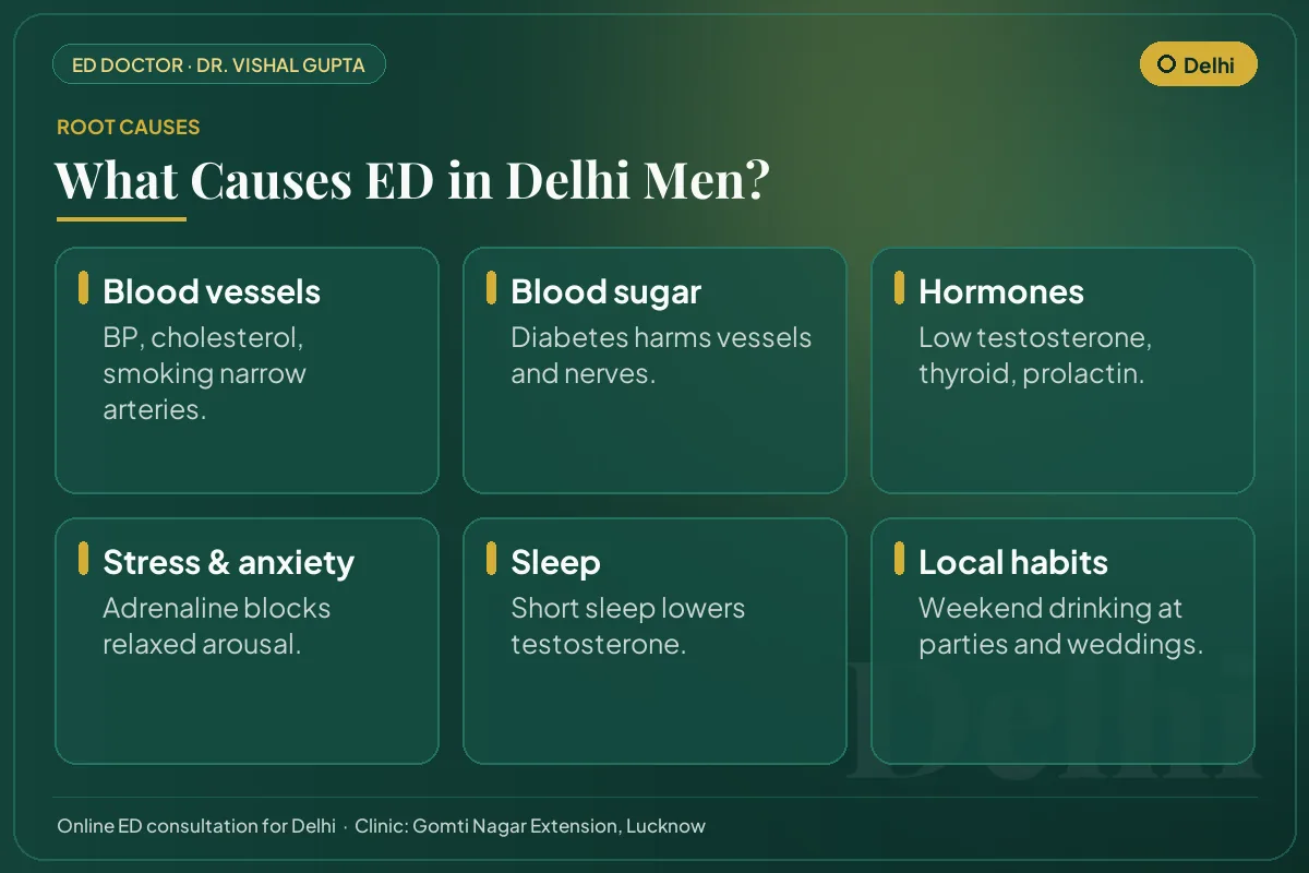 Six common causes of erectile dysfunction among men in Delhi, including local lifestyle habits