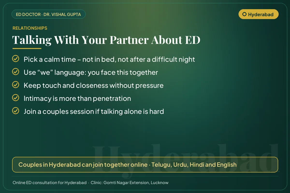 Five tips for couples in Hyderabad on talking openly about erectile dysfunction