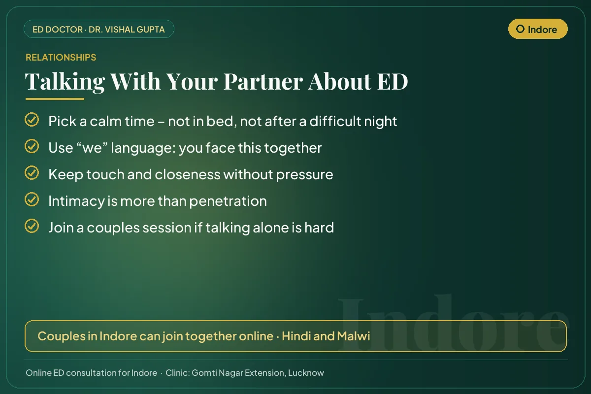 Five tips for couples in Indore on talking openly about erectile dysfunction
