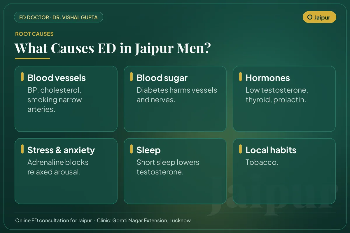 Six common causes of erectile dysfunction among men in Jaipur, including local lifestyle habits