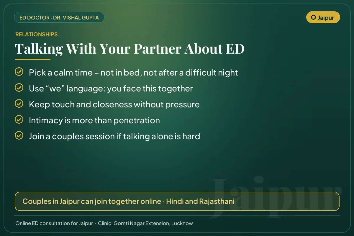 Five tips for couples in Jaipur on talking openly about erectile dysfunction
