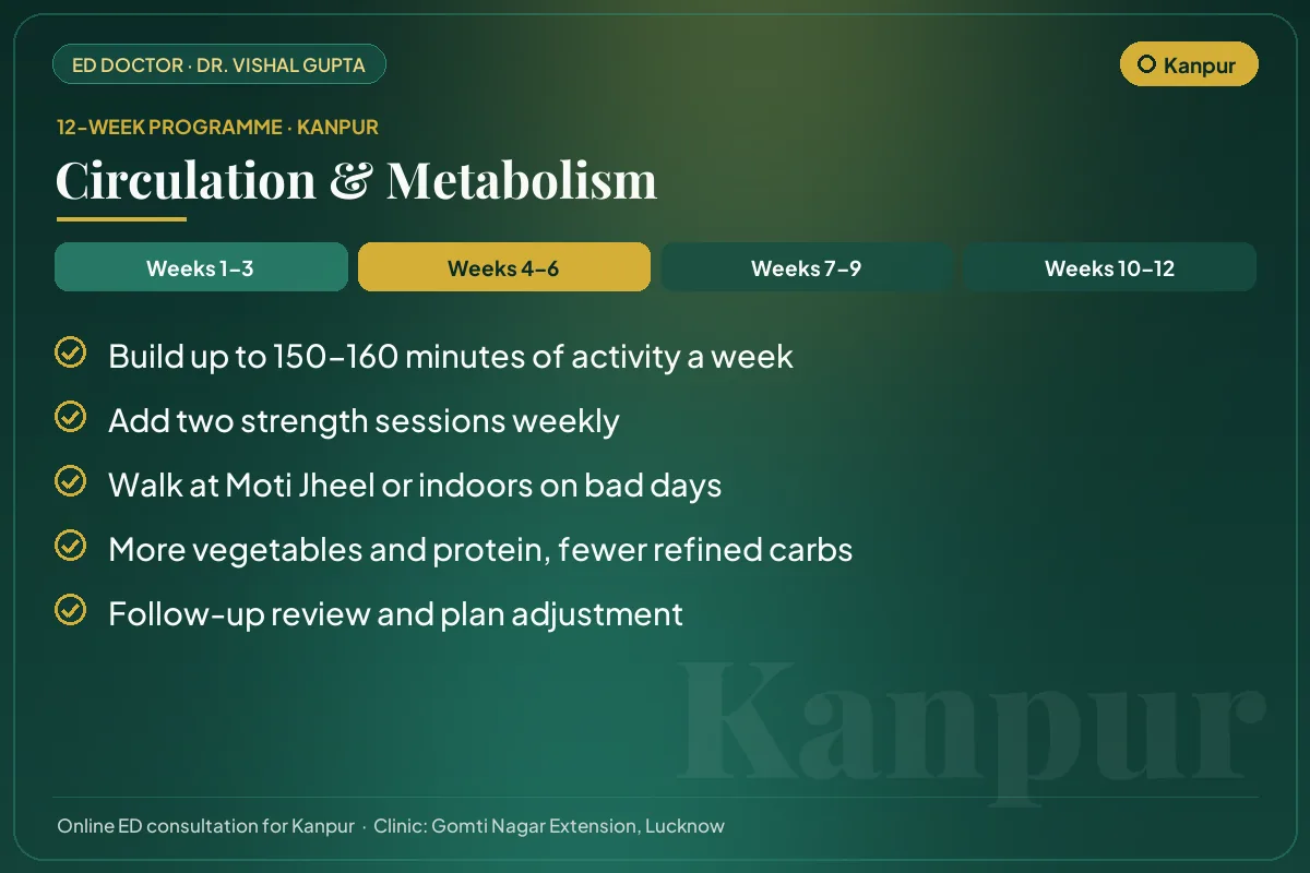 Weeks 4–6 of the 12-week erectile dysfunction programme for Kanpur patients: circulation & metabolism
