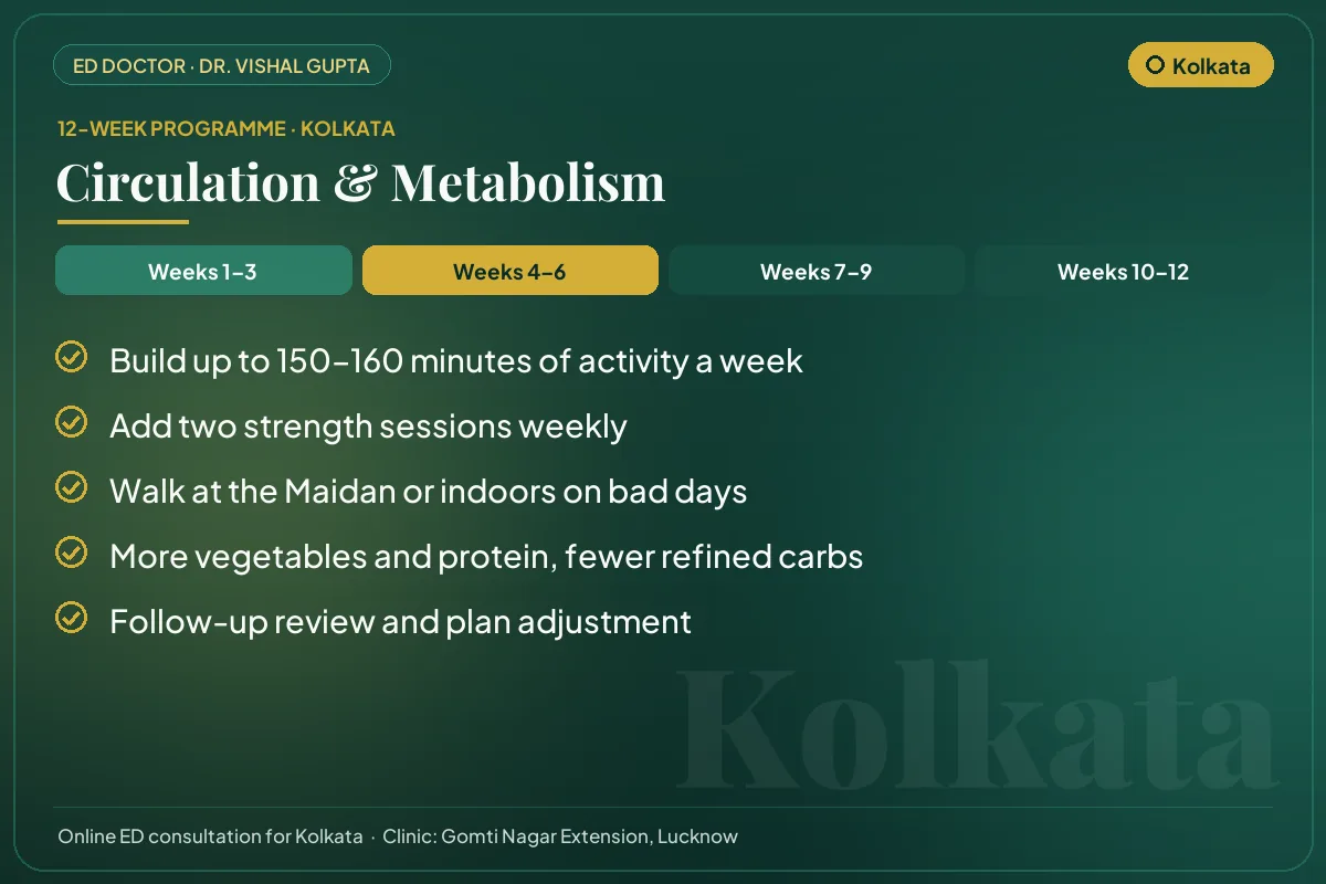 Weeks 4–6 of the 12-week erectile dysfunction programme for Kolkata patients: circulation & metabolism