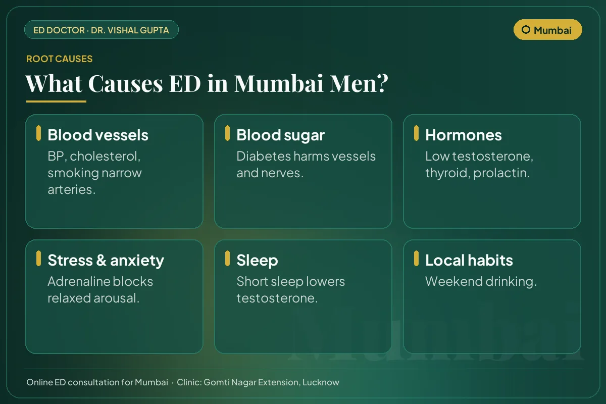 Six common causes of erectile dysfunction among men in Mumbai, including local lifestyle habits