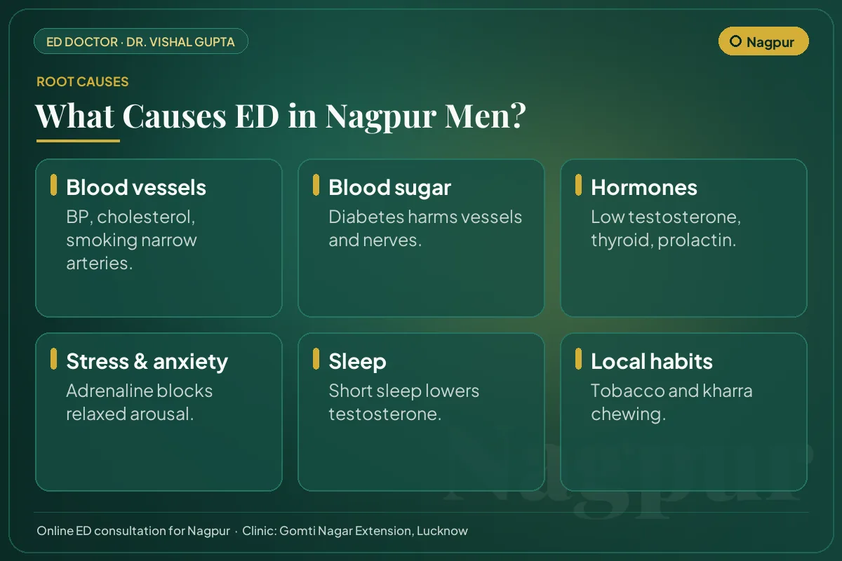 Six common causes of erectile dysfunction among men in Nagpur, including local lifestyle habits