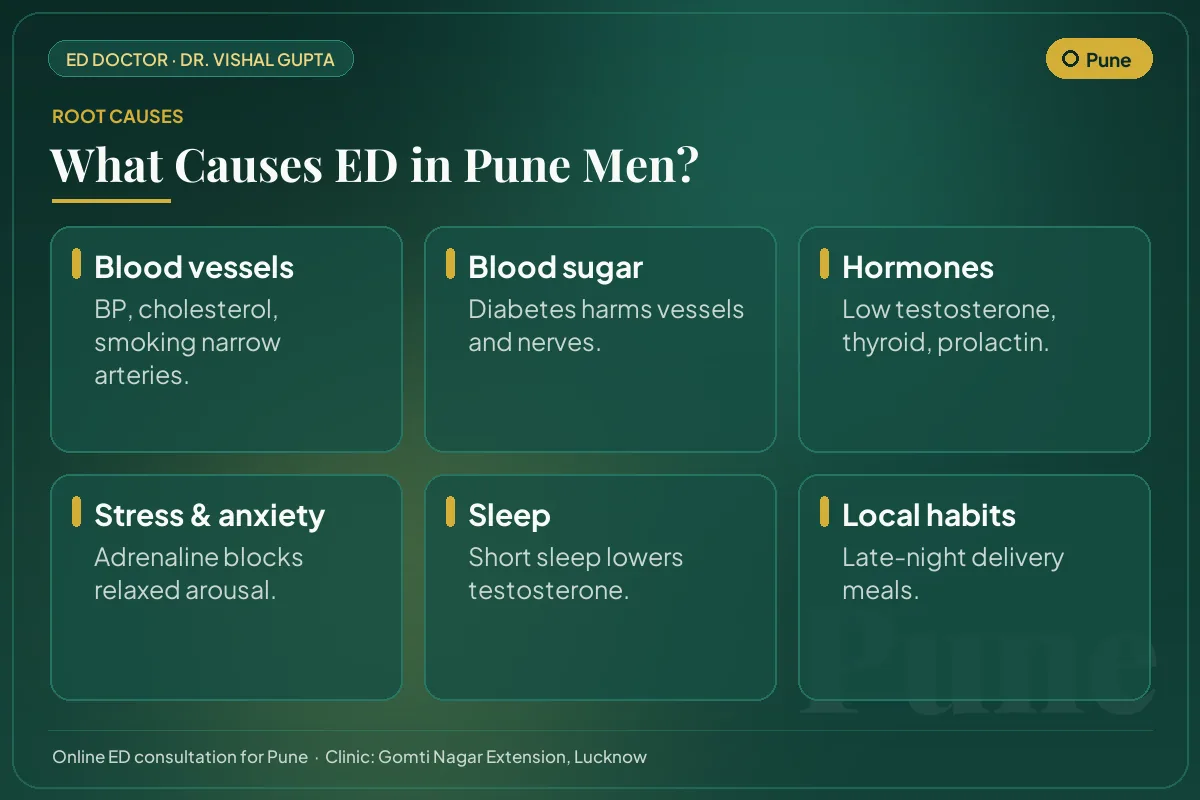 Six common causes of erectile dysfunction among men in Pune, including local lifestyle habits