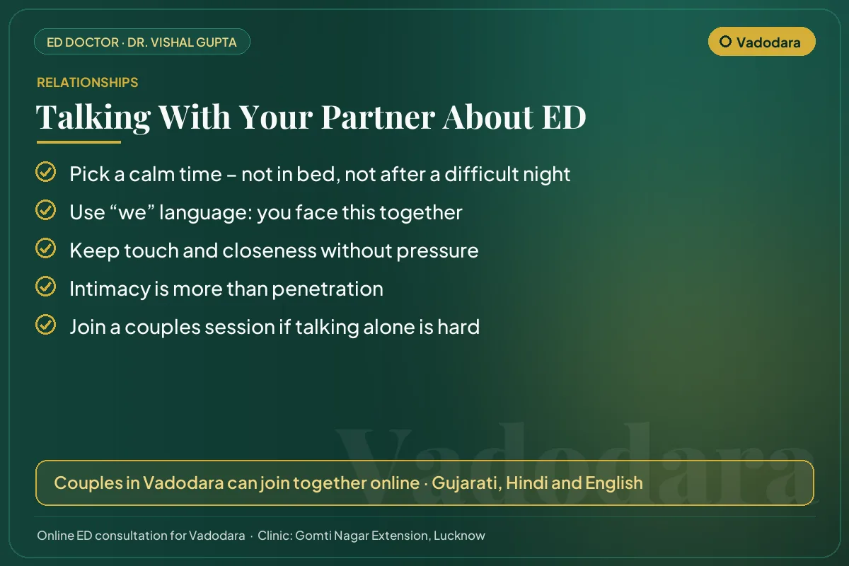 Five tips for couples in Vadodara on talking openly about erectile dysfunction